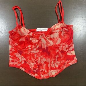Stradivarius Red Floral Top